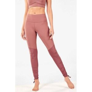 Fabletics Ruched Leggings XL Mauve Pink High Waisted Stacked Waffle Knit